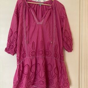 Melissa Odabash Ashley Broderie Anglaise Cotton Kaftan/Tunic/dress Pink Eyelet
